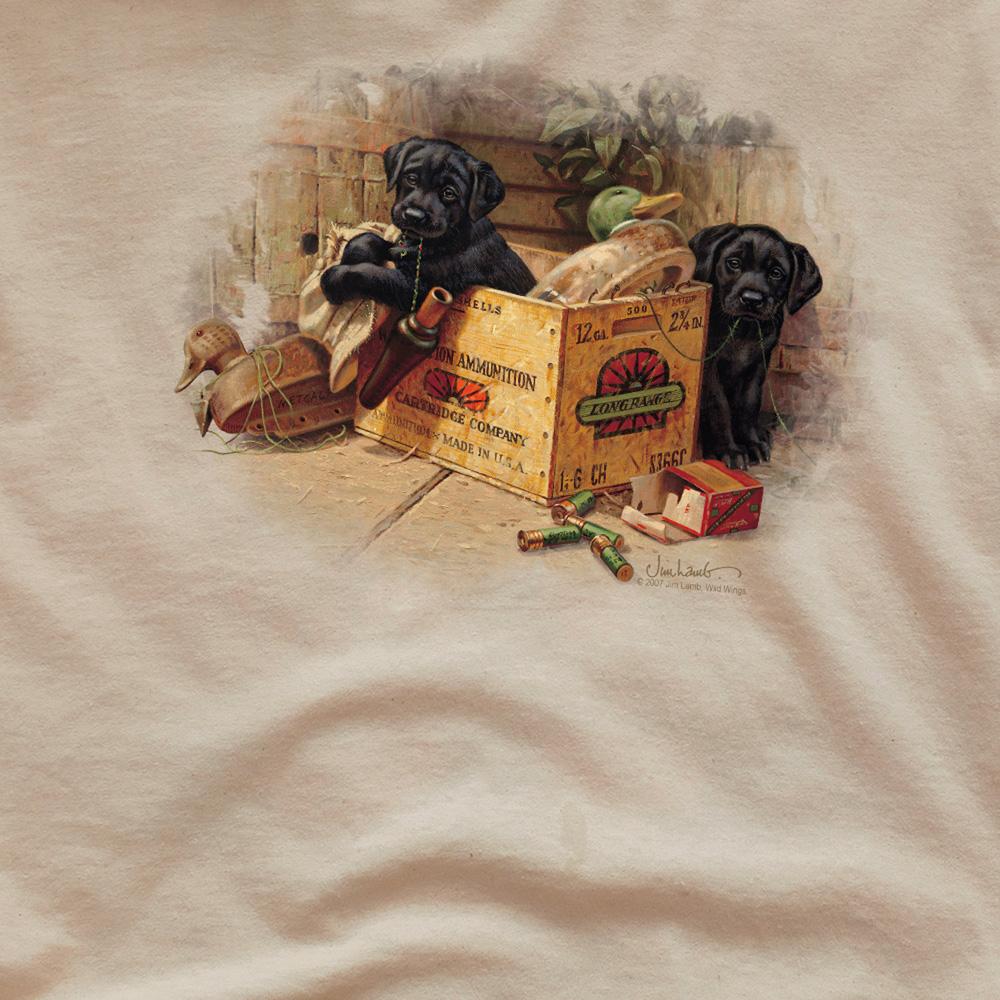 Sand - Side - Wildlife Unisex Adult Box Boys Black Labs Heather T-Shirt
