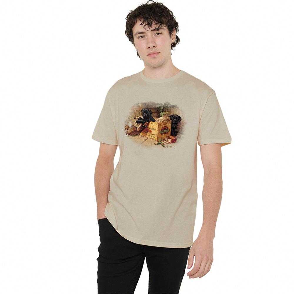 Sand - Lifestyle - Wildlife Unisex Adult Box Boys Black Labs Heather T-Shirt