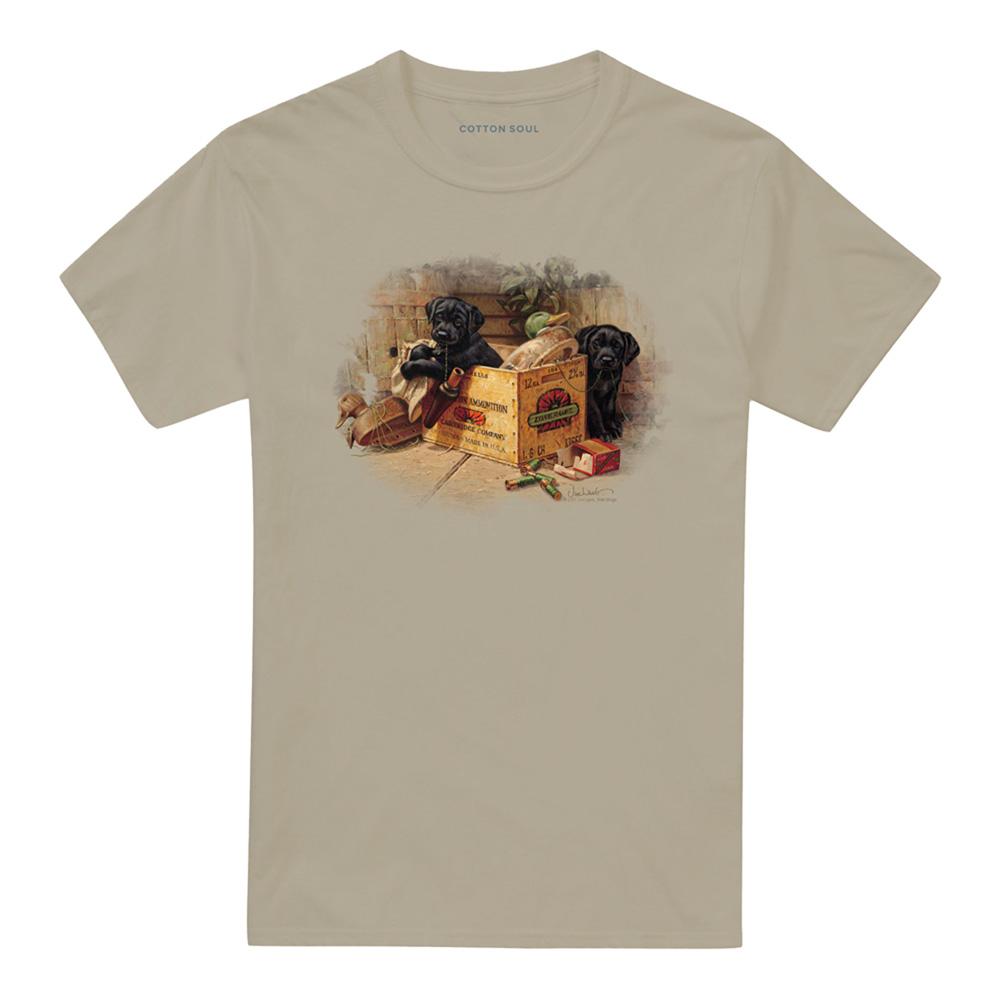 Sand - Front - Wildlife Unisex Adult Box Boys Black Labs Heather T-Shirt