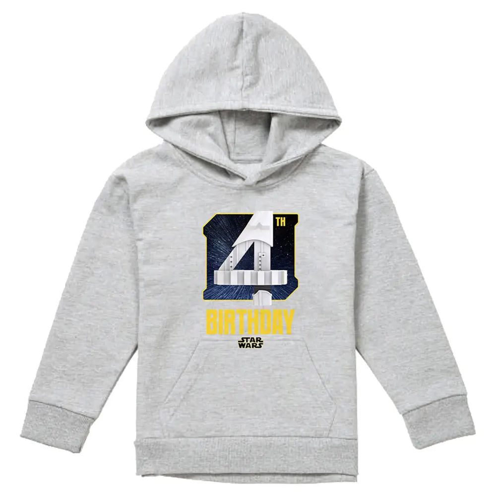 Athletic Heather - Front - Star Wars Childrens-Kids Heather Relaxed Fit 4th Birthday Hoodie