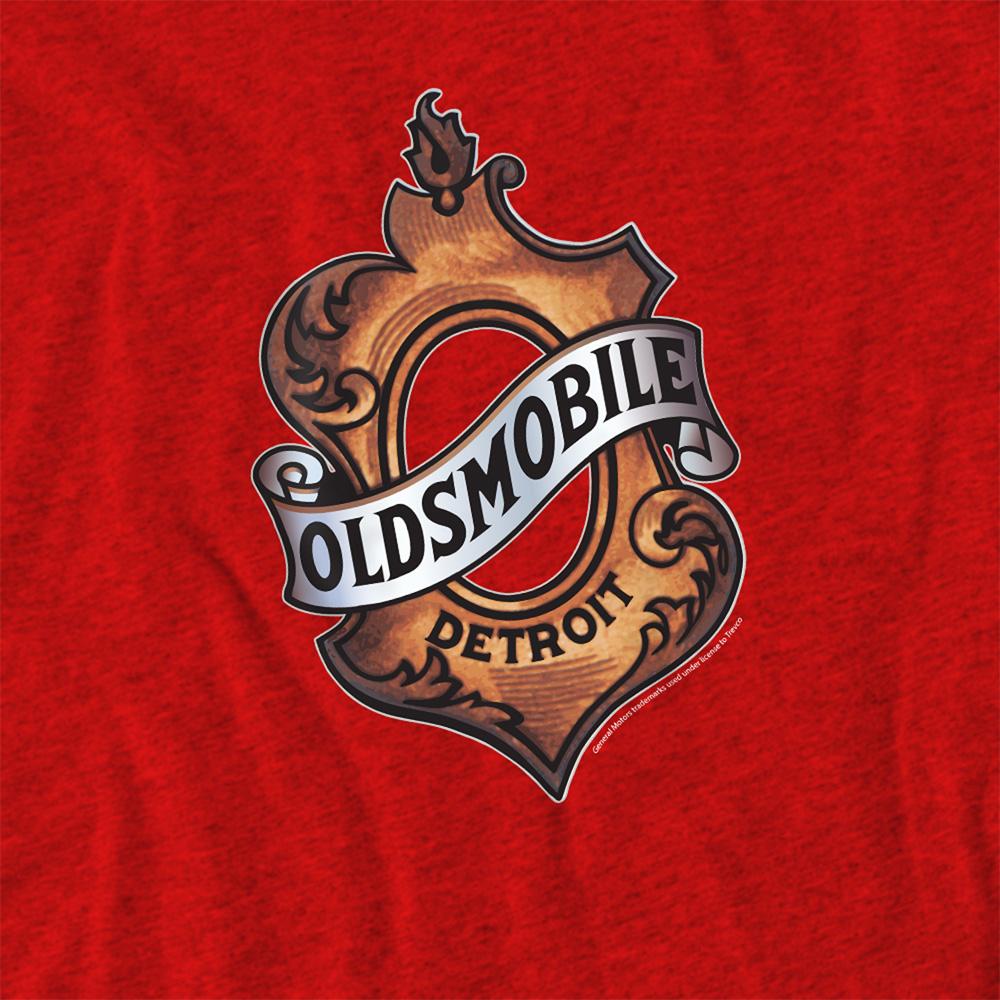 Red - Side - Oldsmobile Unisex Adult Detroit Emblem Heather T-Shirt
