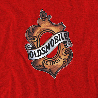 Red - Side - Oldsmobile Unisex Adult Detroit Emblem Heather T-Shirt