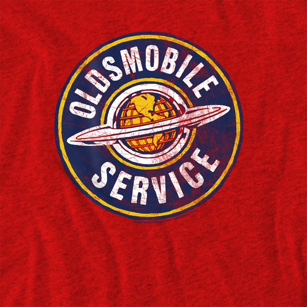 Red - Side - Oldsmobile Unisex Adult Service Vintage Heather T-Shirt
