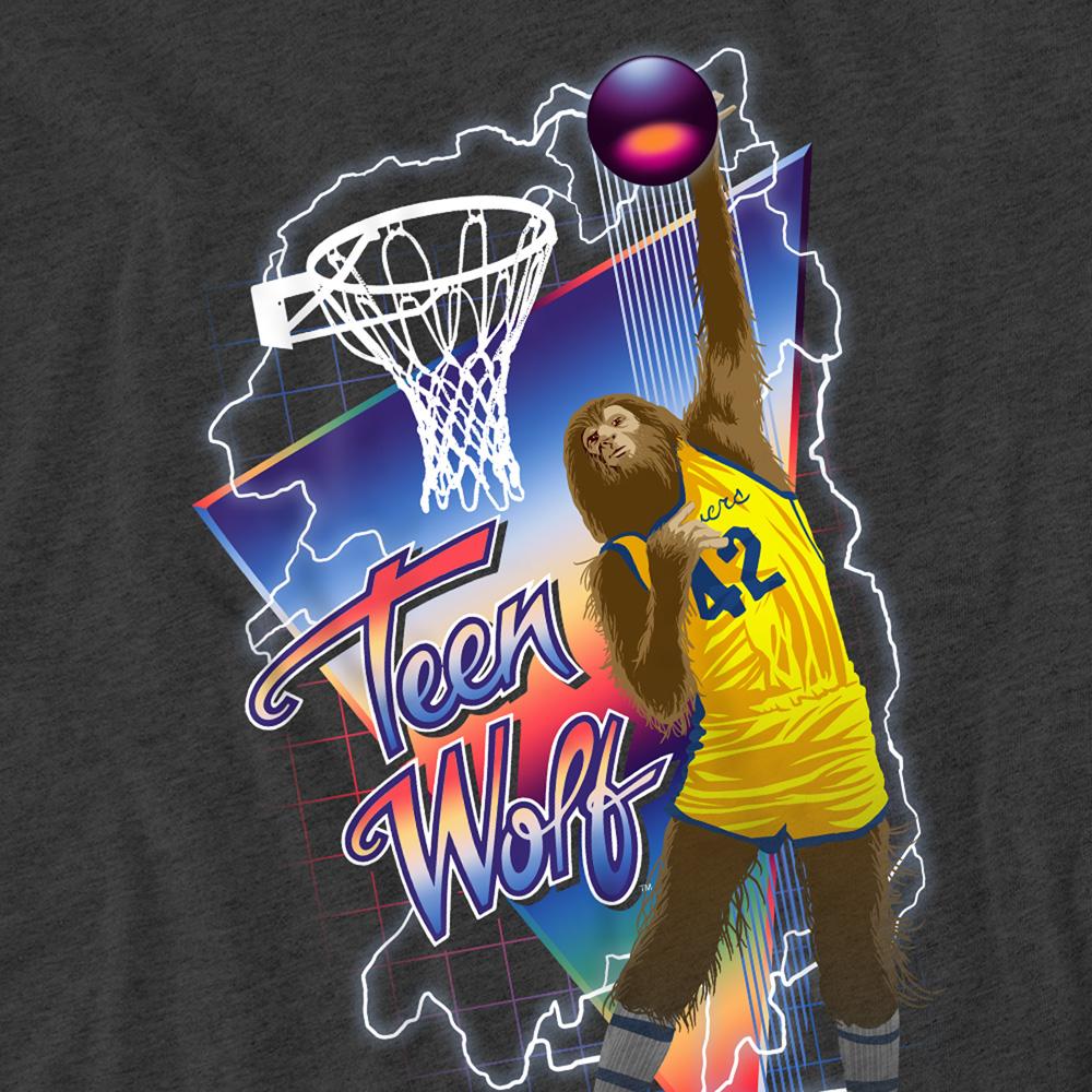 Charcoal - Side - Teen Wolf Unisex Adult Slam Dunk Heather T-Shirt