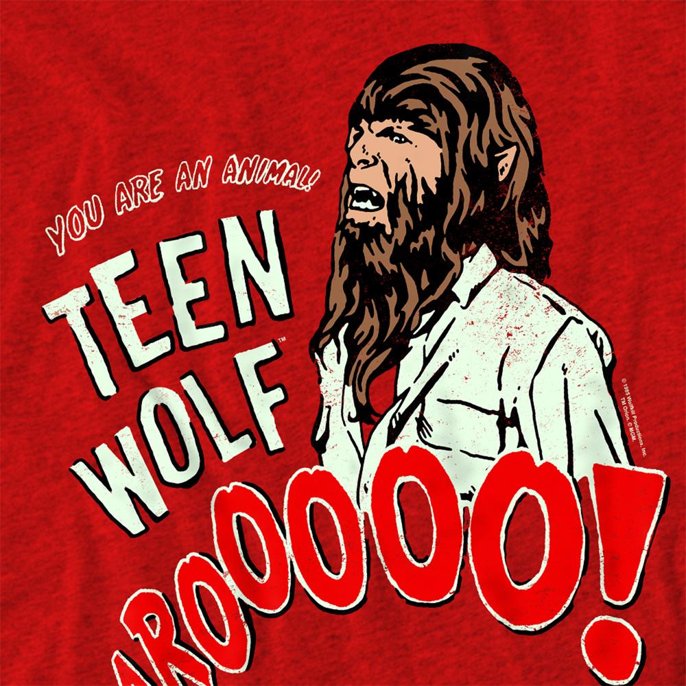 Red - Side - Teen Wolf Unisex Adult Animal Face Heather T-Shirt