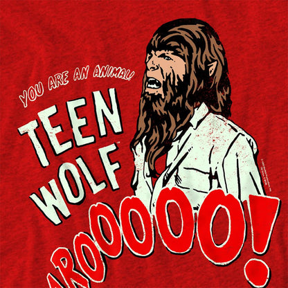 Red - Side - Teen Wolf Unisex Adult Animal Face Heather T-Shirt