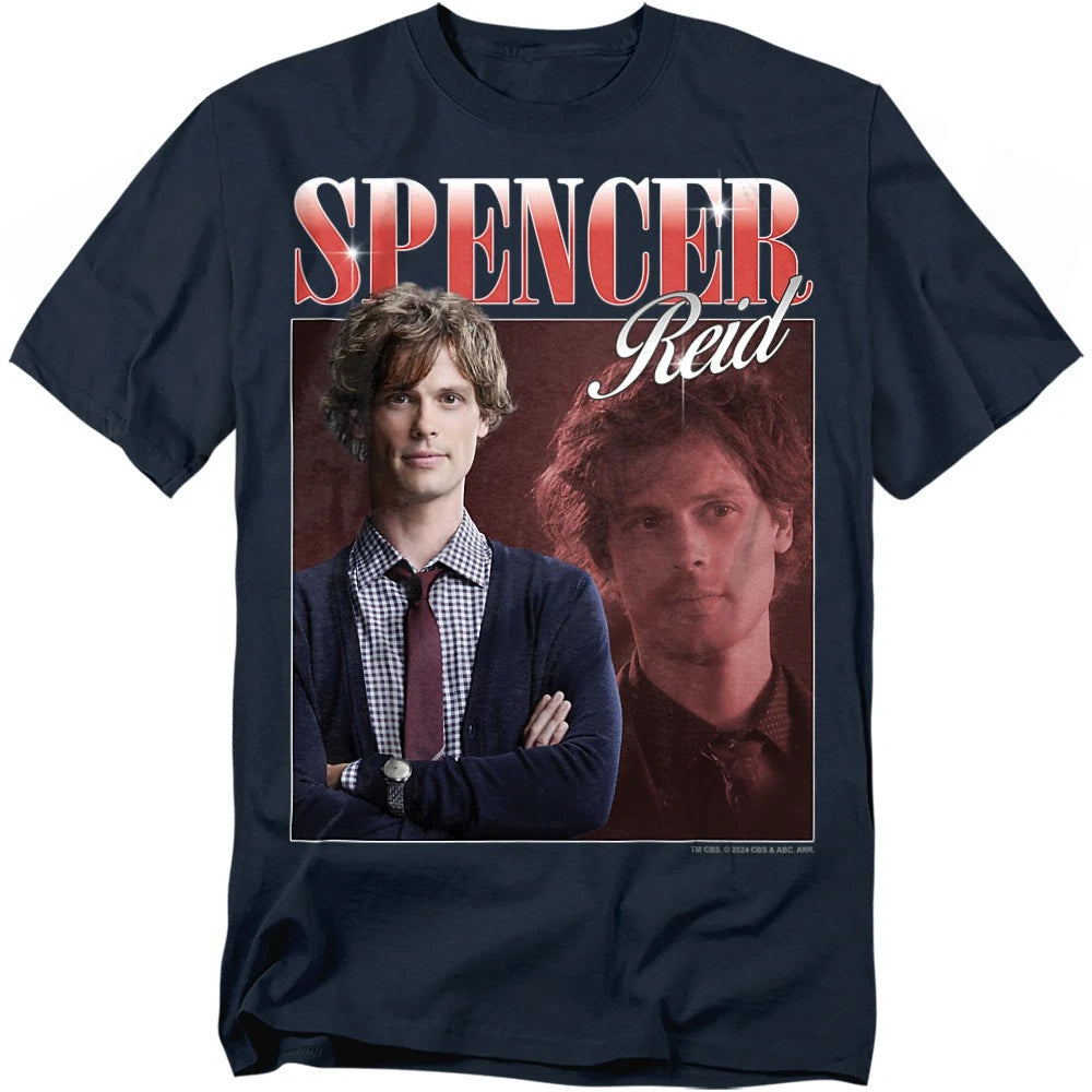 Navy - Front - Criminal Minds Unisex Adult Bootleg Spencer Reid Heather T-Shirt