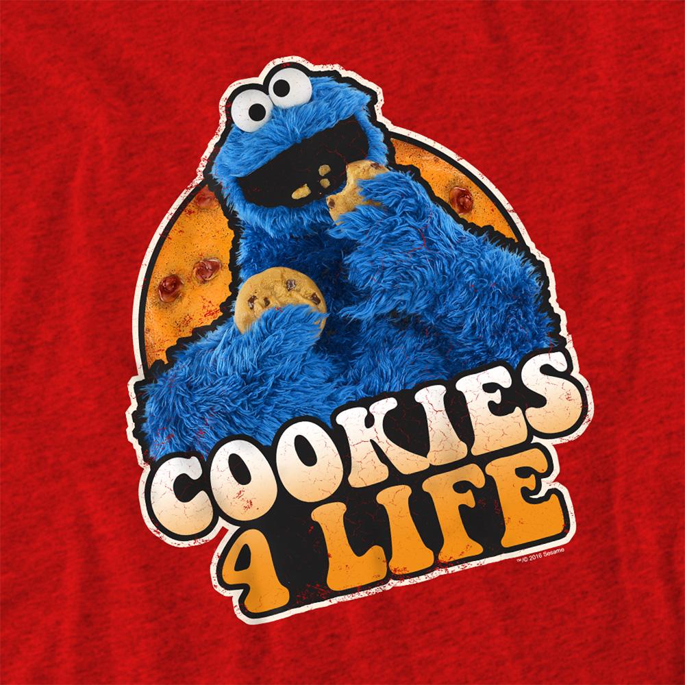 Red - Side - Sesame Street Unisex Adult Cookies 4 Life Heather T-Shirt