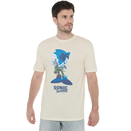 Natural - Side - Sonic The Hedgehog Mens Silhouette T-Shirt