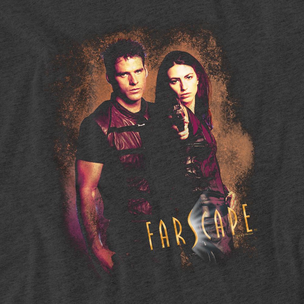 Charcoal - Side - Farscape Unisex Adult Wanted Heather T-Shirt