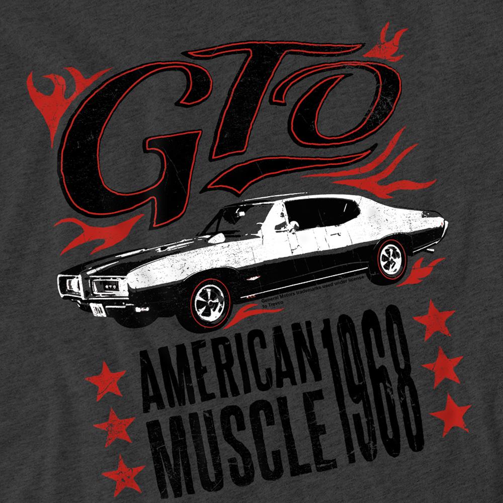 Charcoal - Side - Pontiac Unisex Adult GTO Flames Heather T-Shirt