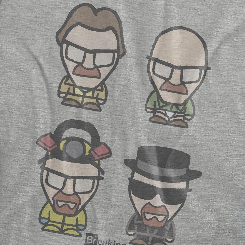 Athletic Heather - Side - Breaking Bad Womens-Ladies Walter White Faces Heather T-Shirt