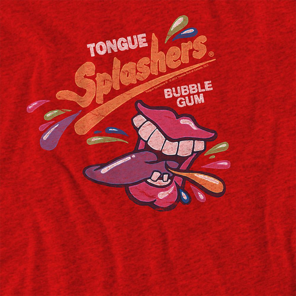 Red - Side - Dubble Bubble Unisex Adult Distressed Logo Heather T-Shirt