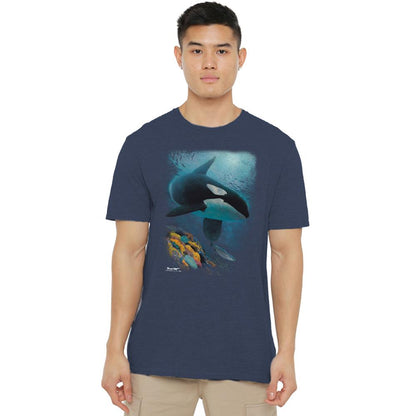 Navy - Lifestyle - Wildlife Unisex Adult Salmon Hunter Orca Heather T-Shirt