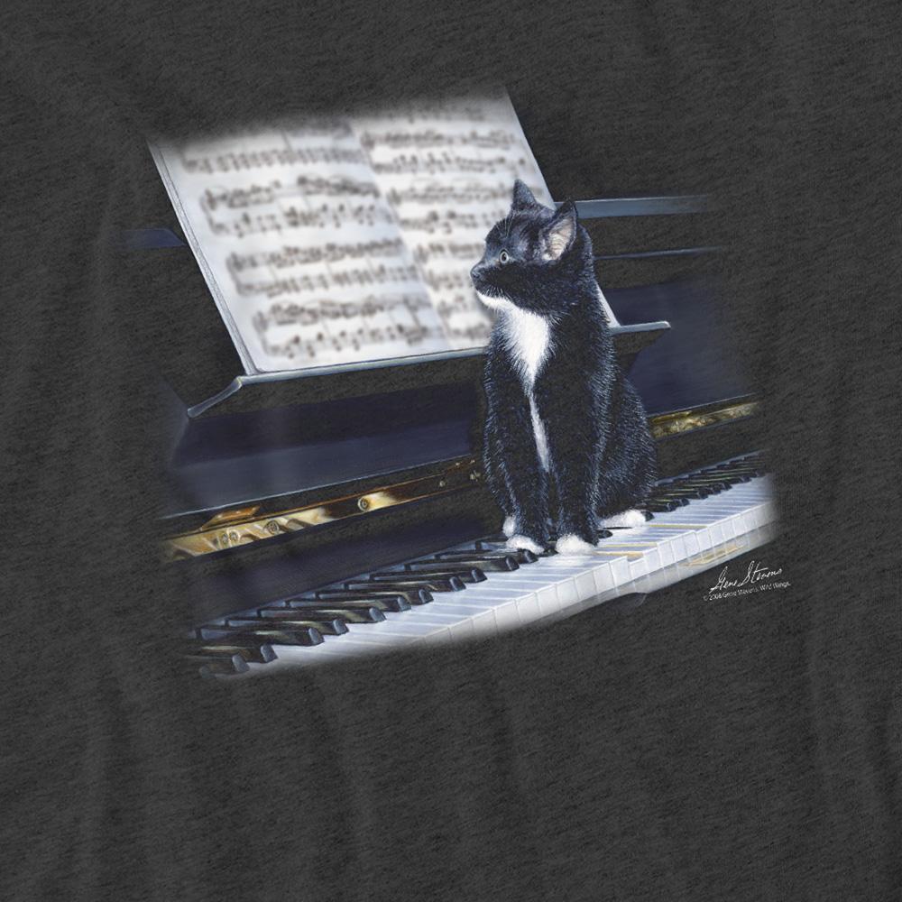Charcoal - Side - Wildlife Unisex Adult Kitten On The Keys Heather T-Shirt