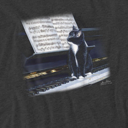 Charcoal - Side - Wildlife Unisex Adult Kitten On The Keys Heather T-Shirt