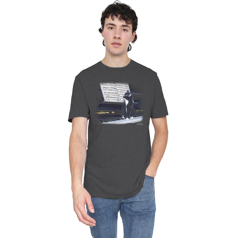 Charcoal - Lifestyle - Wildlife Unisex Adult Kitten On The Keys Heather T-Shirt