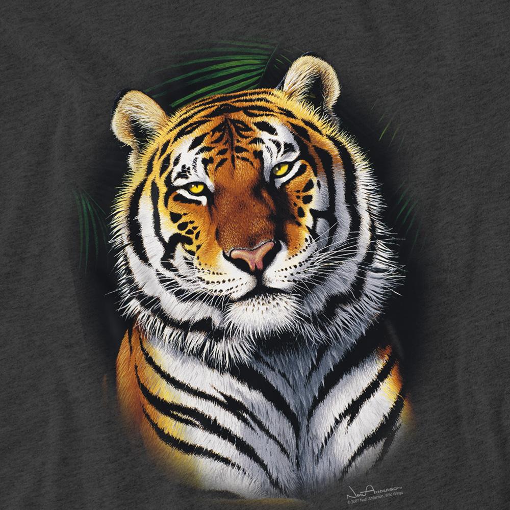 Charcoal - Side - Wildlife Unisex Adult Jungle Fire Heather T-Shirt
