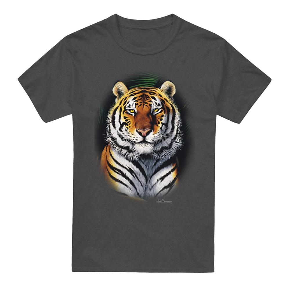 Charcoal - Front - Wildlife Unisex Adult Jungle Fire Heather T-Shirt