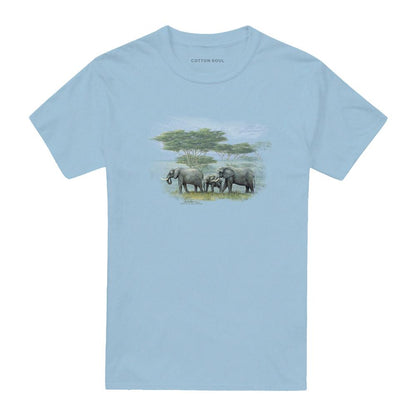 Light Blue - Front - Wildlife Unisex Adult Heart Of Africa Heather T-Shirt
