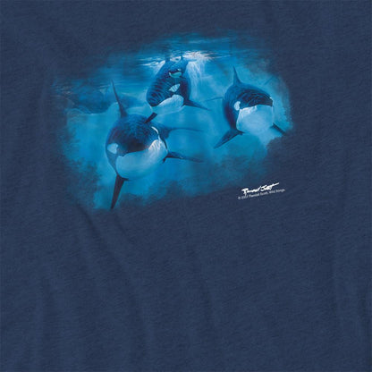 Navy - Side - Wildlife Unisex Adult Pod Of Orcas Heather T-Shirt