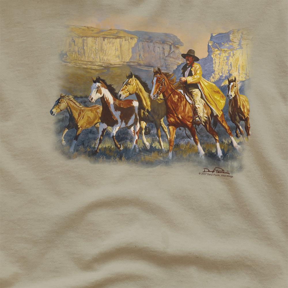 Safari Green - Side - Wildlife Unisex Adult A Cowboy Day Heather T-Shirt