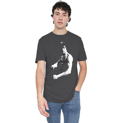 Charcoal - Lifestyle - Bruce Lee Unisex Adult Stance Heather T-Shirt