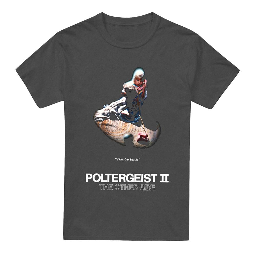 Charcoal - Front - Poltergeist Unisex Adult Poster Heather T-Shirt