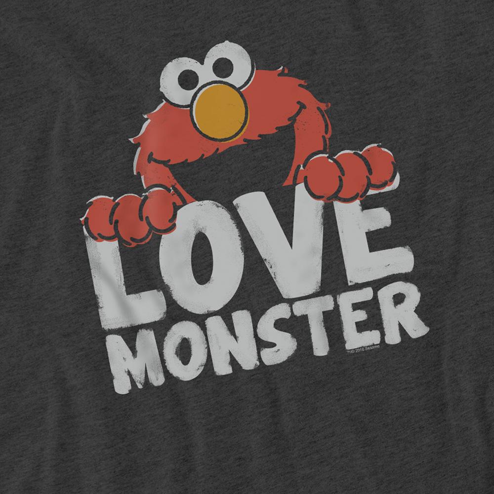 Charcoal - Side - Sesame Street Unisex Adult Love Monster Heather T-Shirt