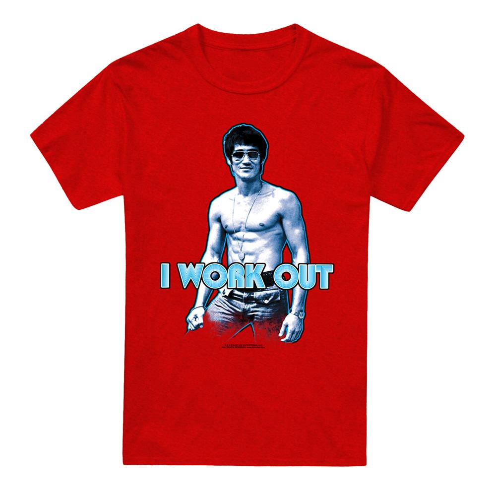 Red - Front - Bruce Lee Unisex Adult I Works Out Heather T-Shirt