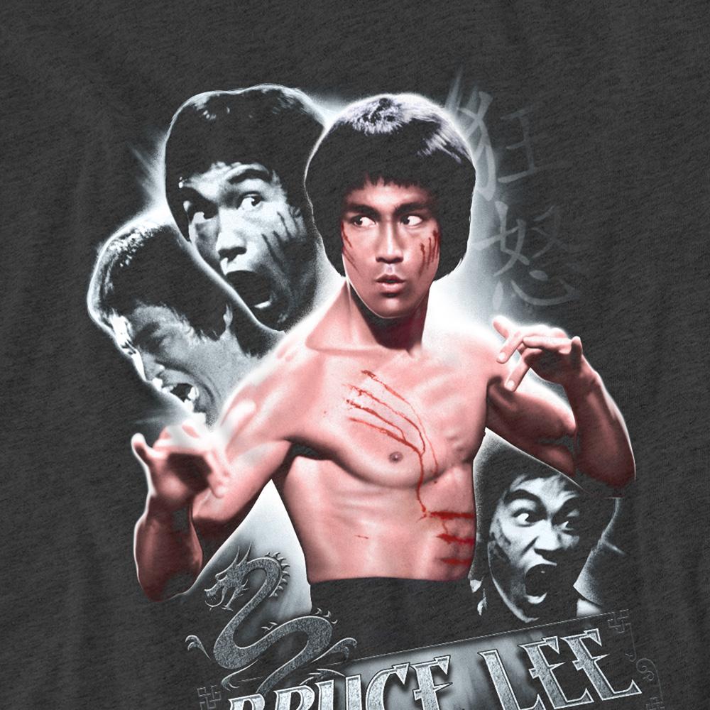 Charcoal - Side - Bruce Lee Unisex Adult Inner Fury Heather T-Shirt