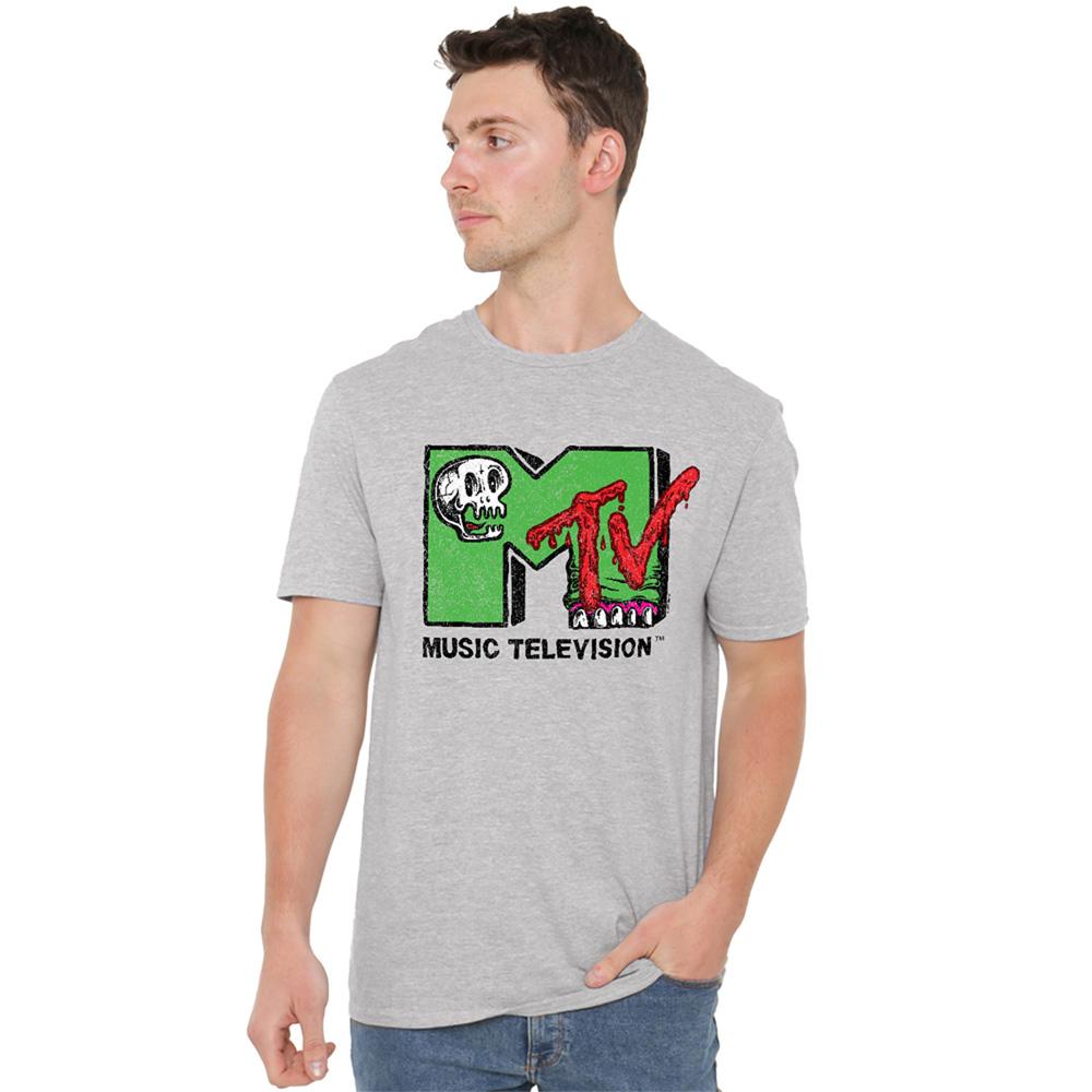 Athletic - Side - MTV Unisex Adult Skull And Monster Teeth Logo T-Shirt