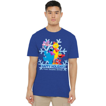 Navy - Back - Sesame Street Unisex Adult Winter Wishes Heather T-Shirt