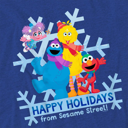 Navy - Side - Sesame Street Unisex Adult Winter Wishes Heather T-Shirt