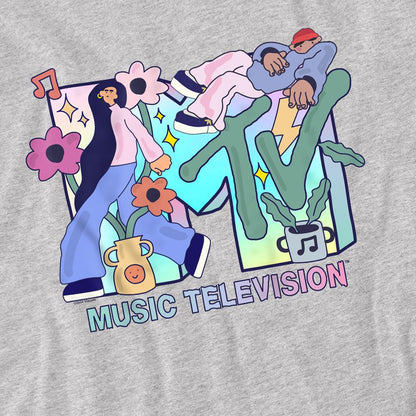 Athletic - Side - MTV Unisex Adult Groovy Icons Heather T-Shirt