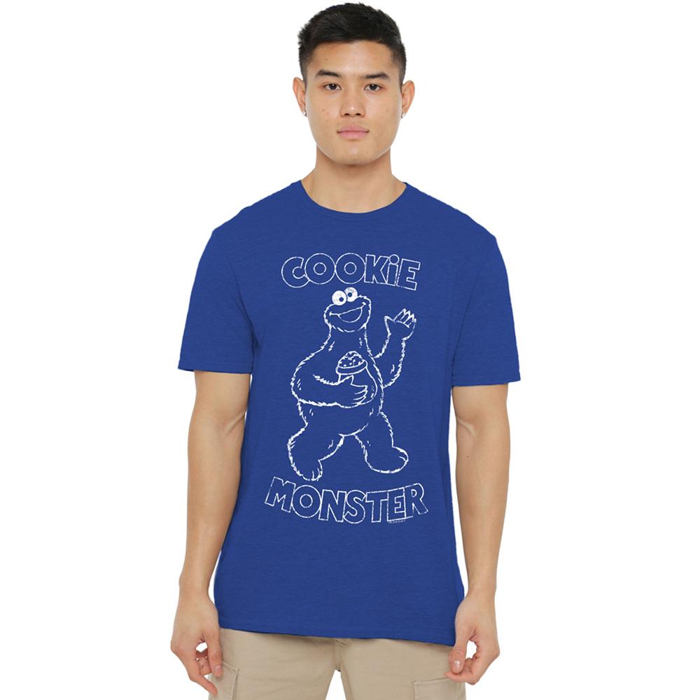 Royal Blue - Back - Sesame Street Unisex Adult Simple Cookie Heather T-Shirt