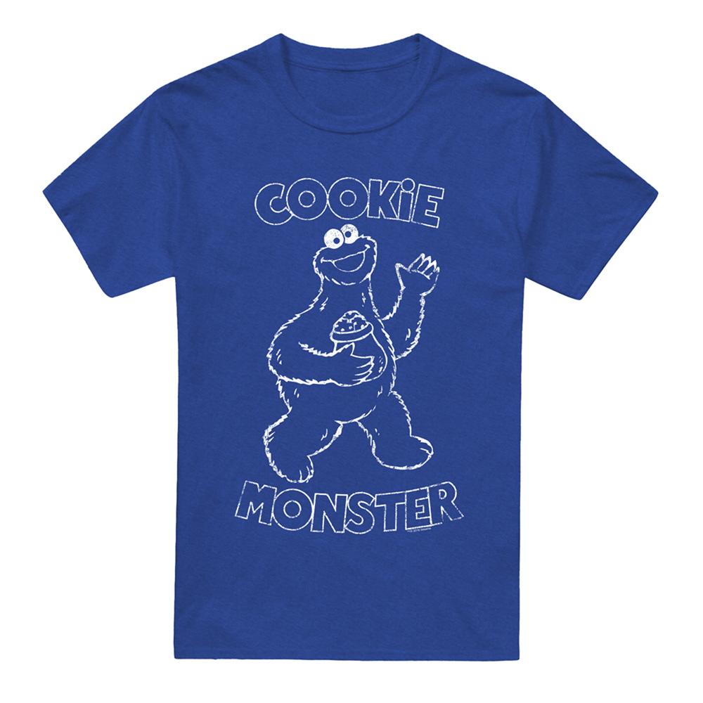 Royal Blue - Front - Sesame Street Unisex Adult Simple Cookie Heather T-Shirt