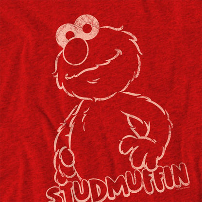 Red - Side - Sesame Street Unisex Adult Studmuffin Heather T-Shirt