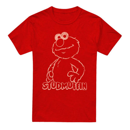 Red - Front - Sesame Street Unisex Adult Studmuffin Heather T-Shirt