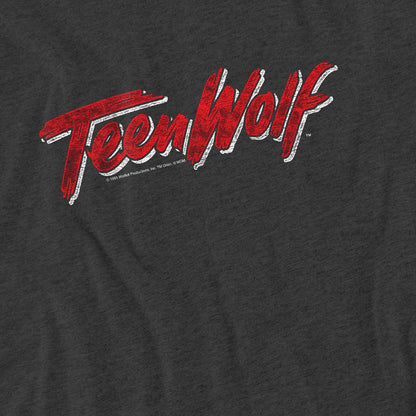 Charcoal - Side - Teen Wolf Unisex Adult Scrawl Logo Heather T-Shirt