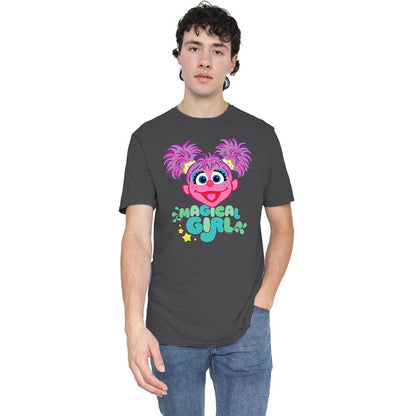 Charcoal - Back - Sesame Street Unisex Adult Magical Girl Abby Cadabby Heather T-Shirt