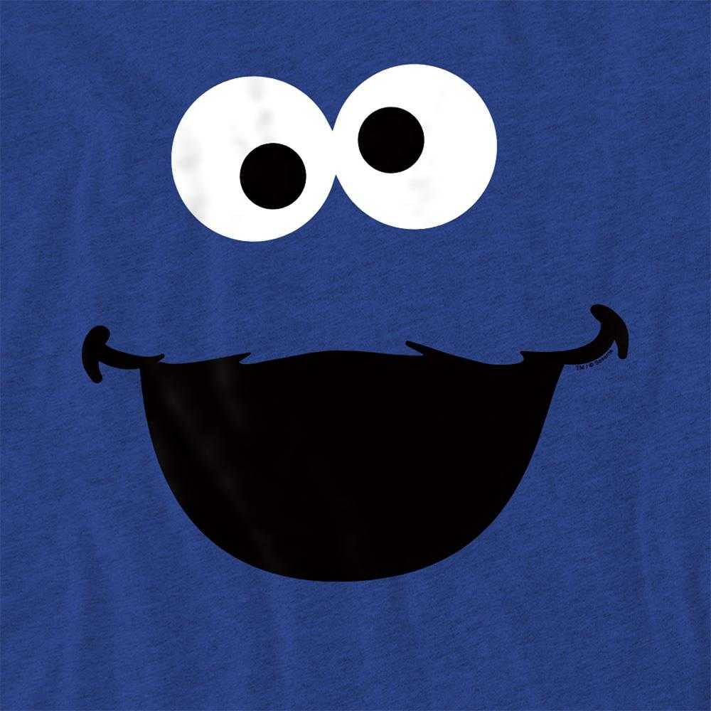 Royal Blue - Side - Sesame Street Unisex Adult Cookie Monster Face Heather T-Shirt