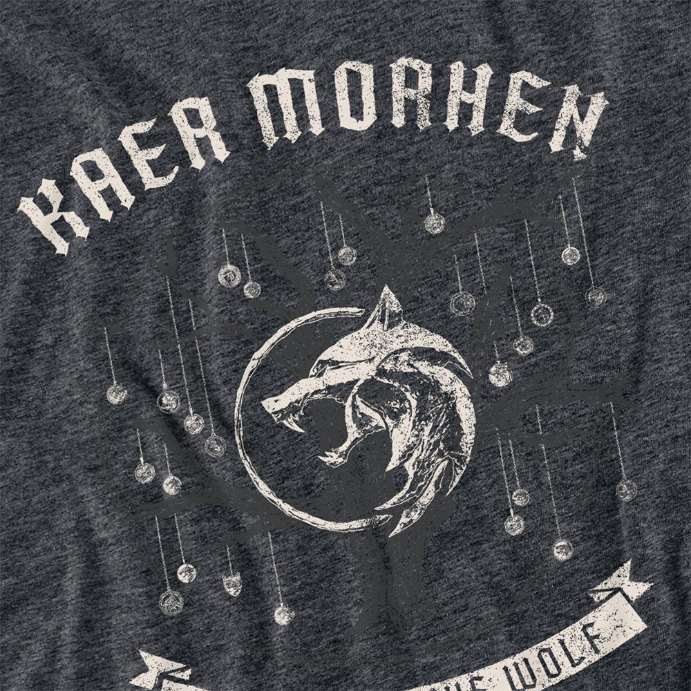 Charcoal - Side - The Witcher Unisex Adult Kaer Morhen Medallion Heather T-Shirt