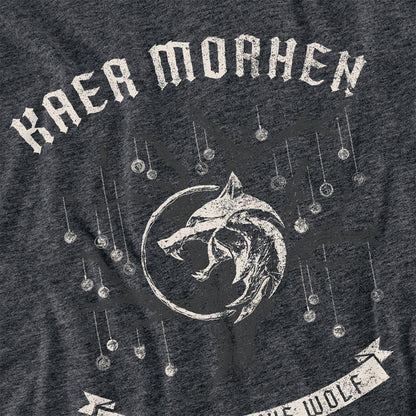 Charcoal - Side - The Witcher Unisex Adult Kaer Morhen Medallion Heather T-Shirt