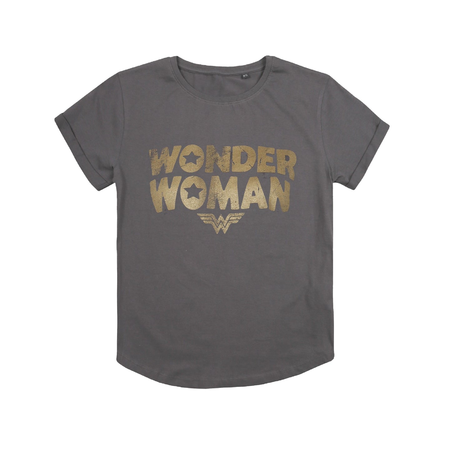 Dark Charcoal - Front - Wonder Woman Womens-Ladies Metallic Logo T-Shirt