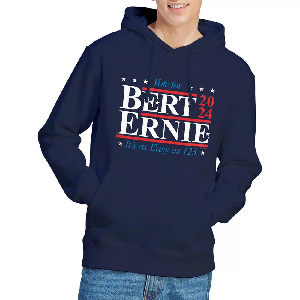Navy - Back - Sesame Street Unisex Adult Bert Ernie For President 123 Vote Hoodie
