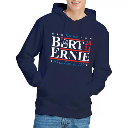 Navy - Back - Sesame Street Unisex Adult Bert Ernie For President 123 Vote Hoodie
