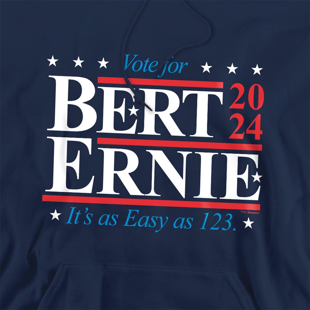 Navy - Side - Sesame Street Unisex Adult Bert Ernie For President 123 Vote Hoodie