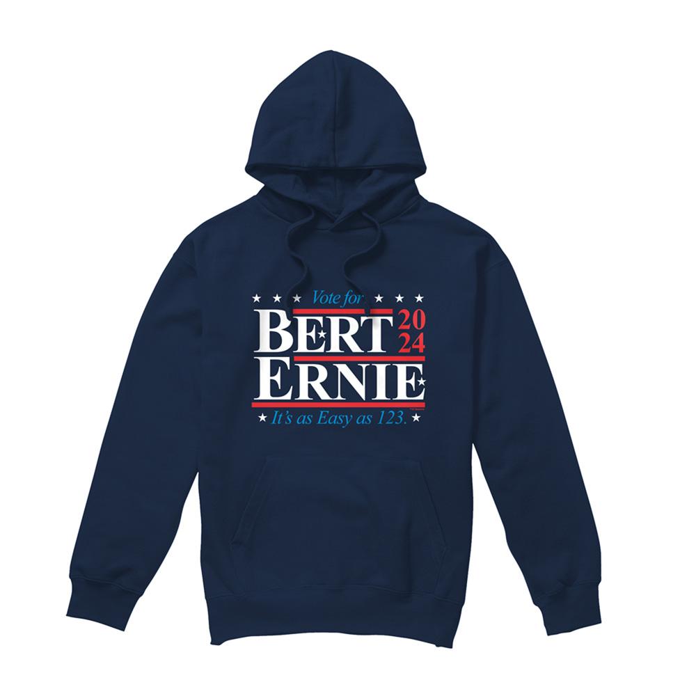 Navy - Front - Sesame Street Unisex Adult Bert Ernie For President 123 Vote Hoodie