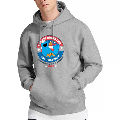 Athletic Heather - Back - Sesame Street Unisex Adult For President Cookie Monster Heather Hoodie